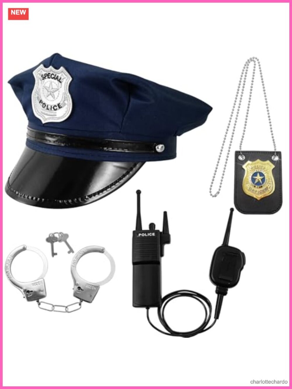 Police Officer Costume Accessory Set 4 PC Adults Halloween Cosplay